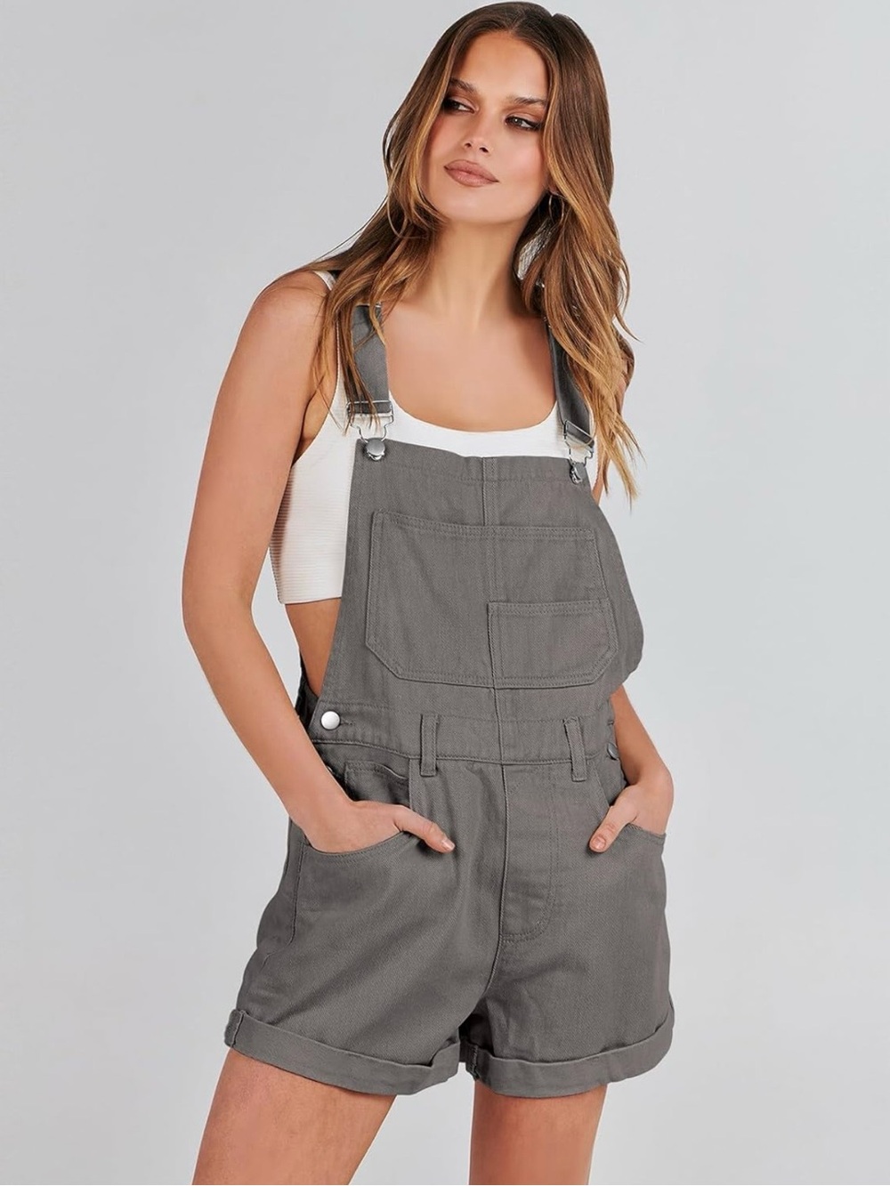 NWT Women's Dark Gray Short Denim Overalls! Medium! NEW! - Picture 9 of 9